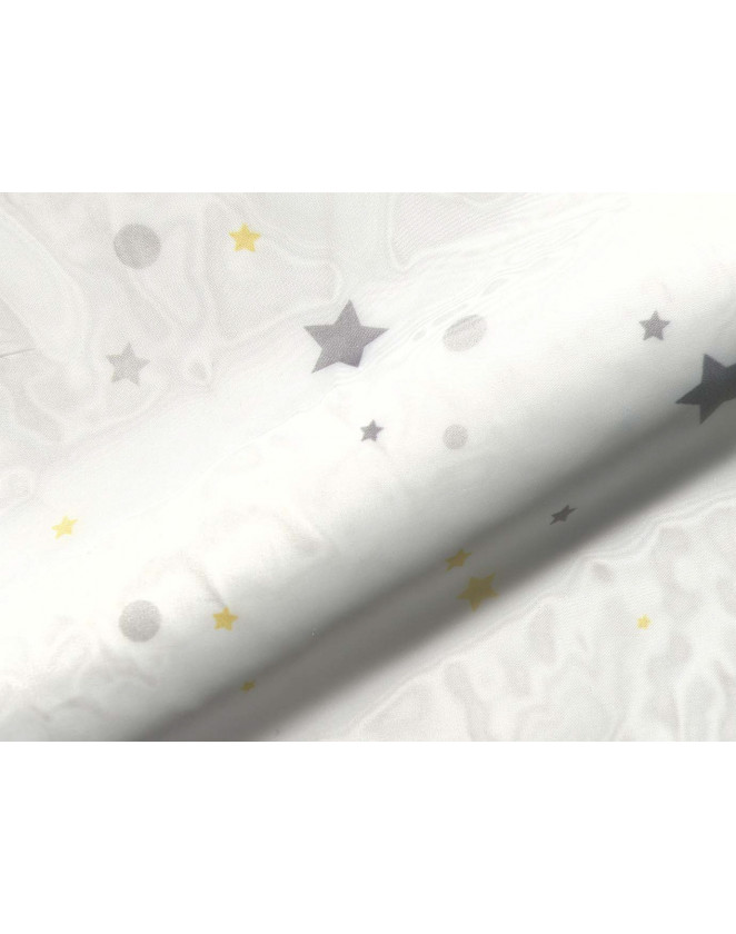 Detská záclonová látka s hviezdičkami Dream 836140 - sivá a biela